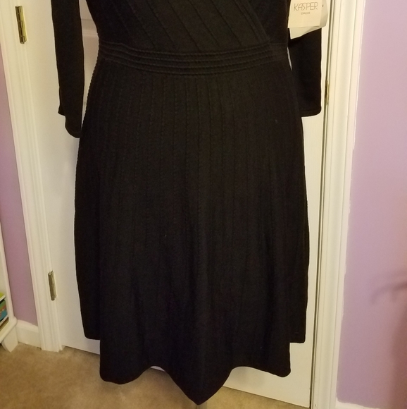 Kasper Women's Black Knit Sweater Dress - Picture 4 of 6